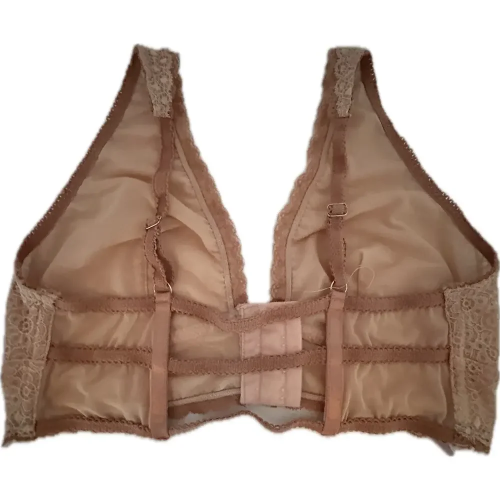 Secret Treasure Intimates Pink Floral Lace Bralette XL Front Closure‎